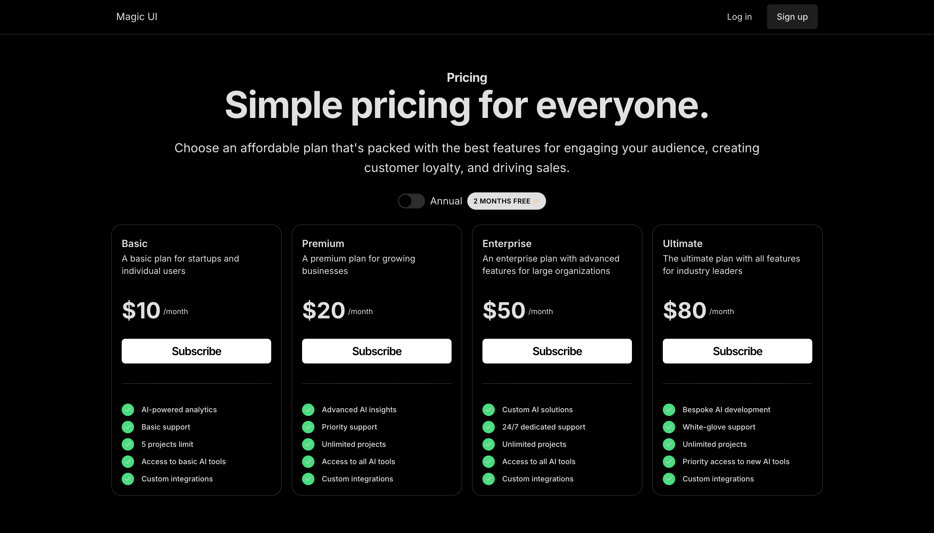 Magic UI Startup preview 3